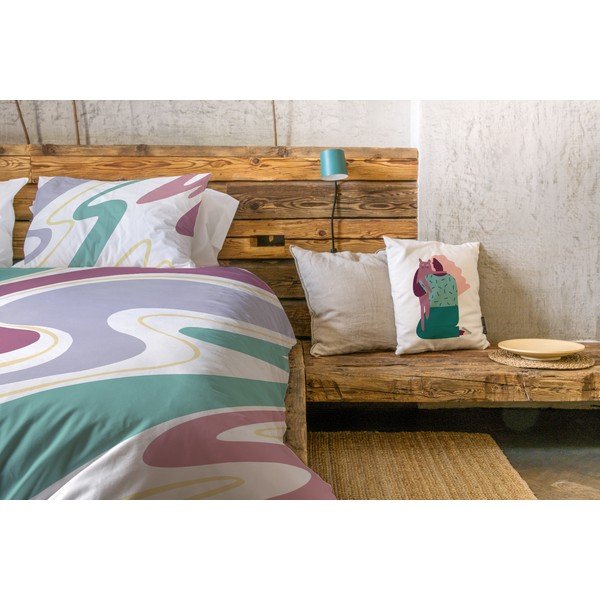 Lenjerie de pat albă/albastră din bumbac satinat pentru pat de o persoană 140x200 cm Student Collection – Butter Kings-image-1