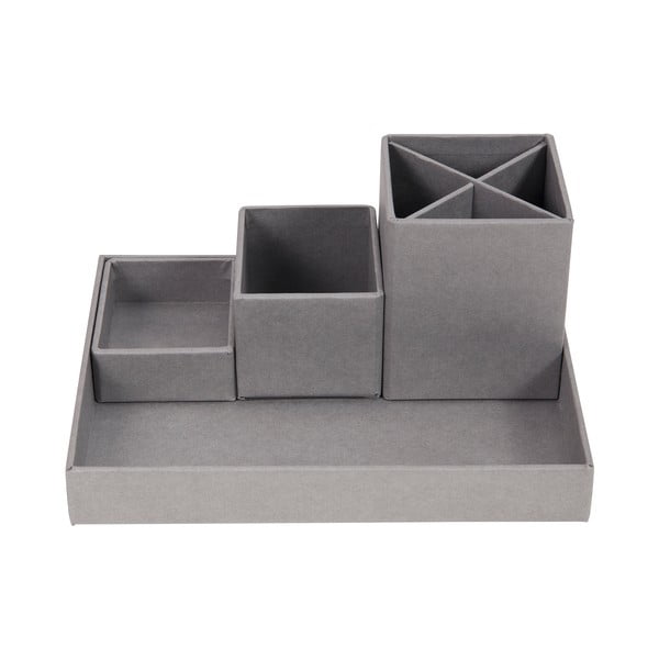 Organizator de birou cu 4 piese pentru instrumente de scris Bigso Box of Sweden Lena, gri-image-2