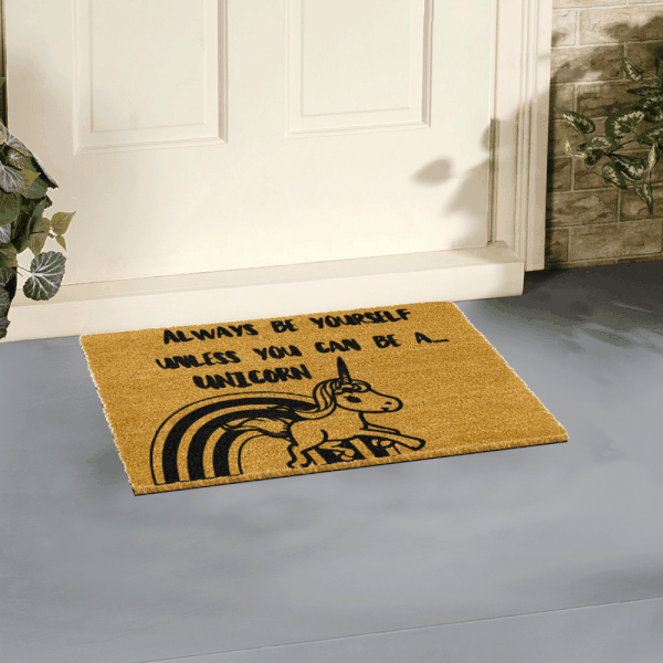 Covoraș intrare din fibre de cocos Artsy Doormats Unicorn, 40 x 60 cm-image-1