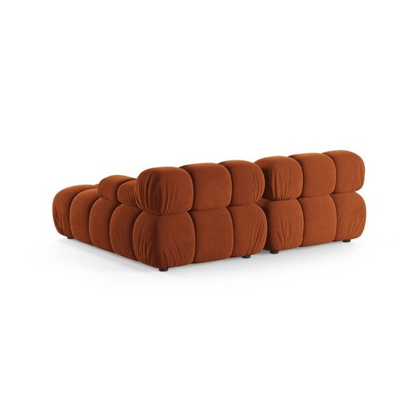 Colțar modular teracotă cu tapițerie din catifea (cu colț pe partea dreaptă/cu șezlong) – Micadoni -image-3