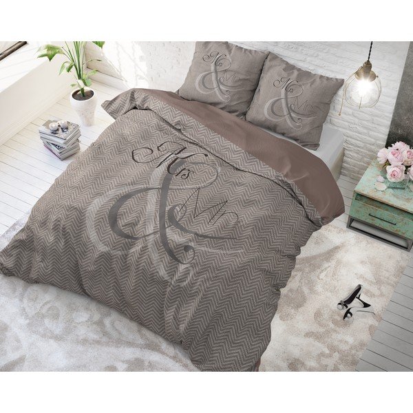 Lenjerie din bumbac pentru pat single Pure Cotton Mr. and Mrs. Knitted, 140 x 200/220 cm-image-2