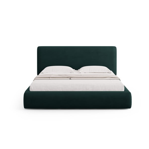 Pat matrimonial verde închis tapițat cu spațiu de depozitare cu somieră 180x200 cm Colonel – Cosmopolitan Design-image-3