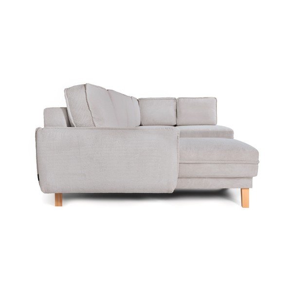 Colțar gri deschis extensibil/cu spațiu de depozitare cu tapițerie din catifea reiată  (cu colț pe partea dreaptă/în formă de "U") Tori – Bonami Selection-image-4