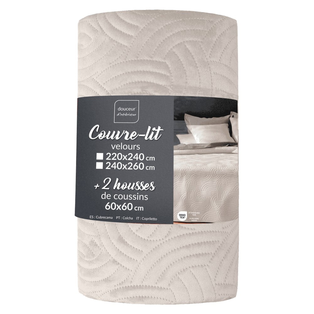 Set cuverturÄÈu0099i faÈu009BÄde pernÄcrem din catifea 240x260 cm Solange âu0080douceur d'intÃ©rieur