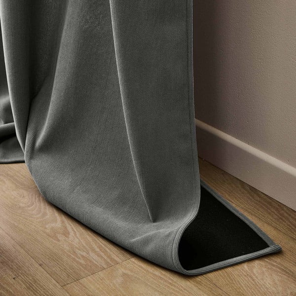 Draperie gri antracit termoizolantă din catifea reiată 140x260 cm Madison – douceur d'intérieur-image-4