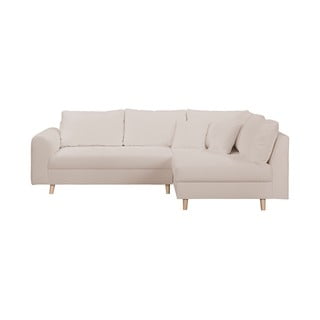 Colțar bej cu tapițerie din stofă bouclé (cu colț pe partea dreaptă) Ariella – Ropez