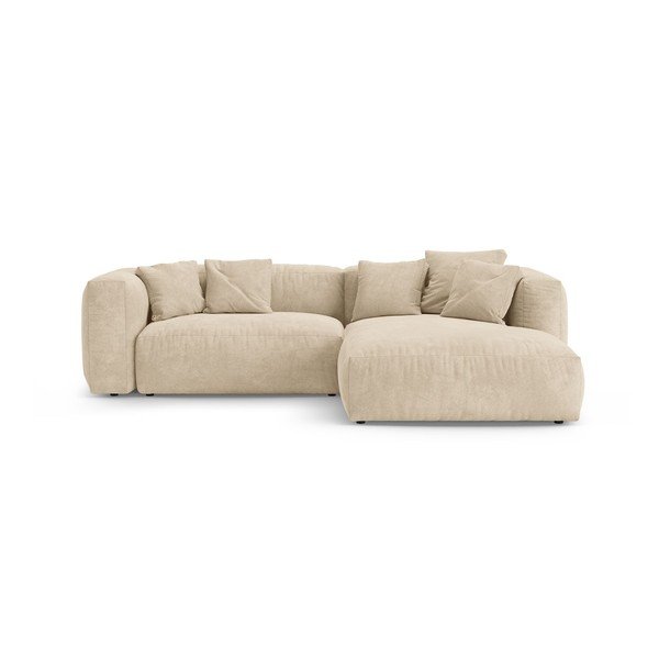 Colțar modular crem extensibil cu tapițerie din catifea (cu colț pe partea dreaptă/cu șezlong) – Micadoni 
