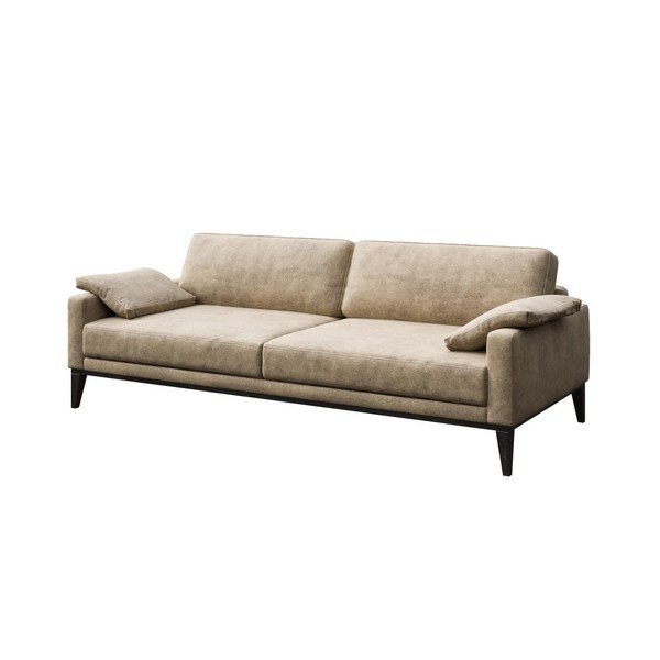 Canapea cu tapițerie din imitație de piele MESONICA Musso, bej, 211 cm-image-2