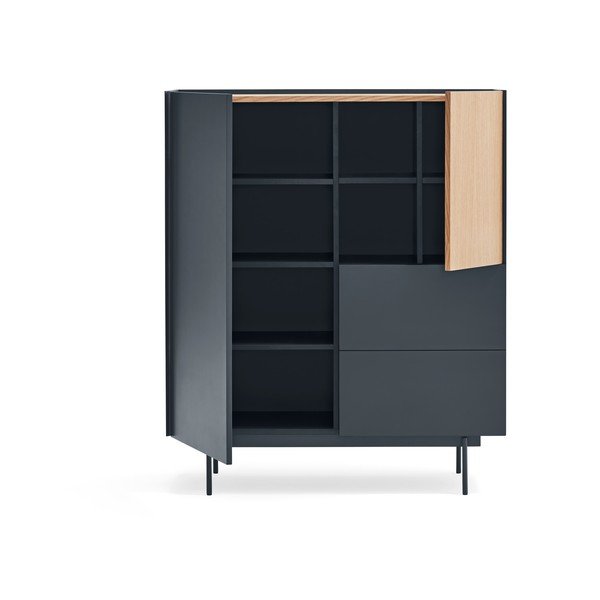 Comodă gri antracit-natural înaltă cu aspect de lemn de stejar 100x120 cm Otto – Teulat-image-3