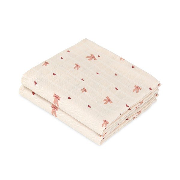 Scutece roz/bej 2 buc. din muselină 70x70 cm Bows – Cam Cam Copenhagen