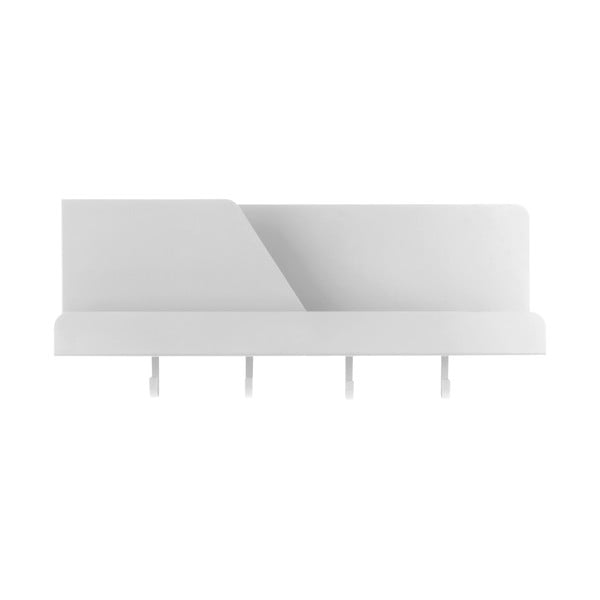Organizator metalic de perete cu cârlige Leitmotiv Perky, lățime 46 cm, alb