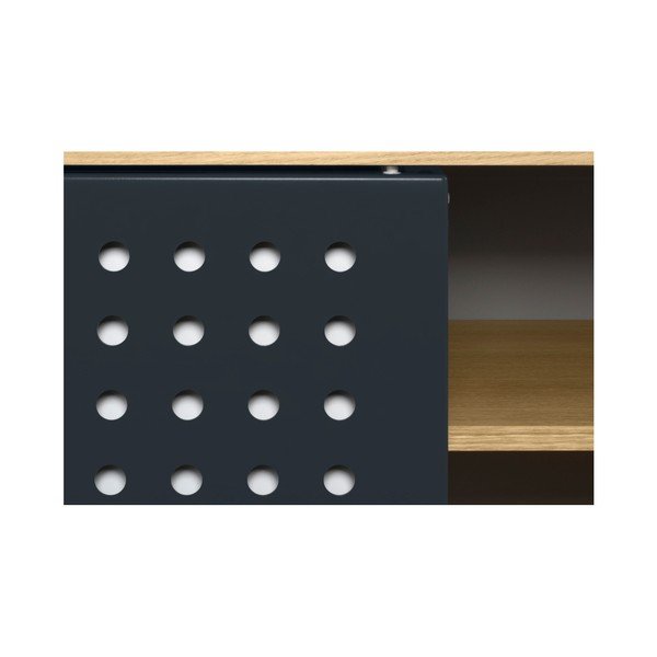 Comodă TV cu aspect din lemn de stejar și detalii alb - negru TemaHome Dann Dots, lungime 135 cm-image-1