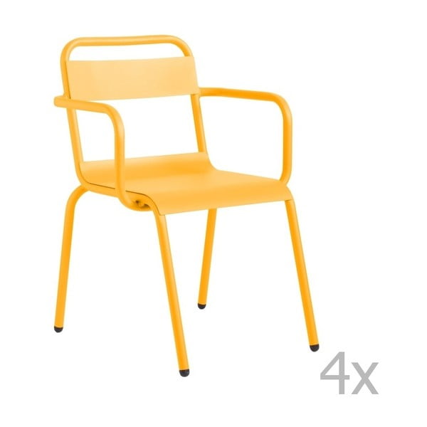 Set 4 scaune de grădină, cu cotiere Isimar Biarritz, galben