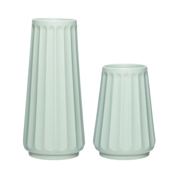 Set 2 vaze din ceramică Hübsch Hela, verde mat