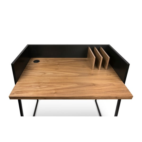 Birou TemaHome Volga, cu aspect de lemn de nuc - negru-image-4