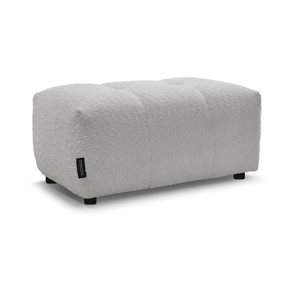 Taburet gri deschis cu tapițerie din țesătură bouclé Roxelane – Bobochic Paris-image-3