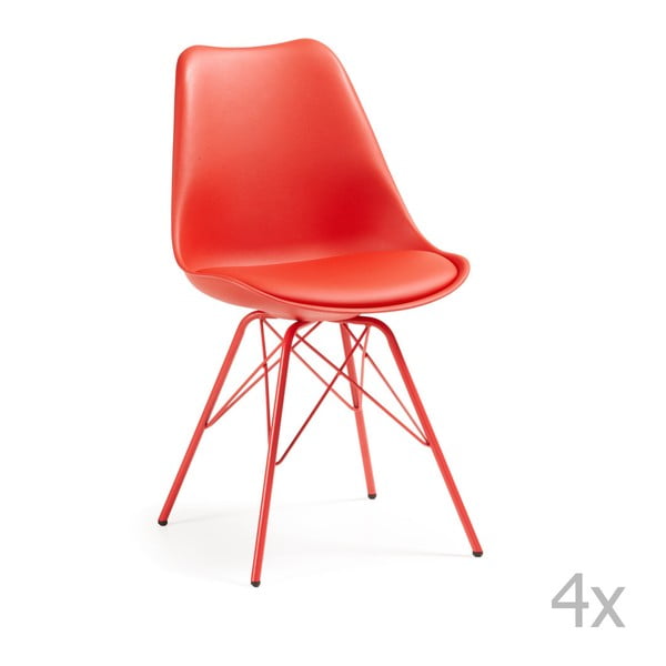 Set 4 scaune La Forma Lars, roșu