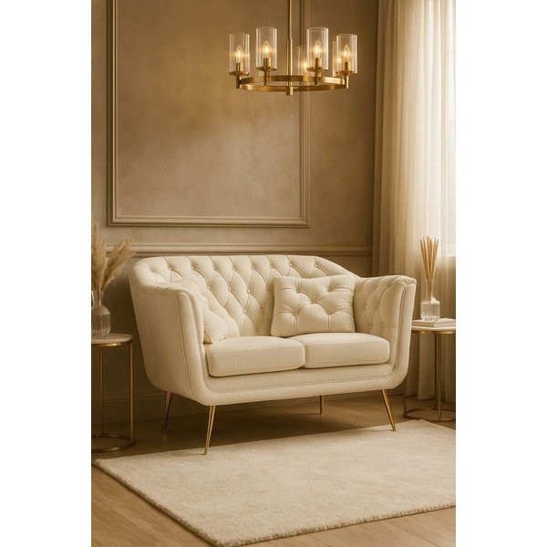 Canapea crem cu tapițerie din catifea 130 cm Budapest – Mauro Ferretti-image-1