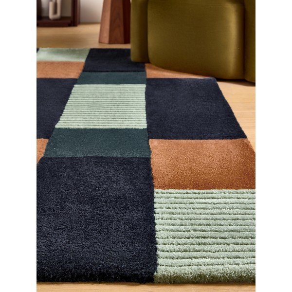 Covor albastru închis țesut manual din fibre reciclate 120x170 cm Franka – MADE-image-3