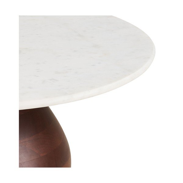 Măsuță de cafea albă/în culoare naturală închisă rotundă cu blat din marmură ø 70 cm Heide – House Nordic-image-4