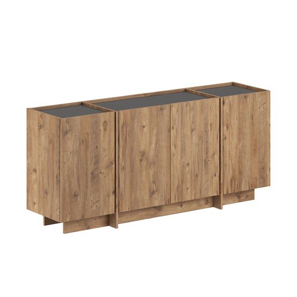 Comodă în culoare naturală cu aspect de lemn de pin cu orificiu pentru cabluri 180x80x45 cm Dorma – Kalune Design