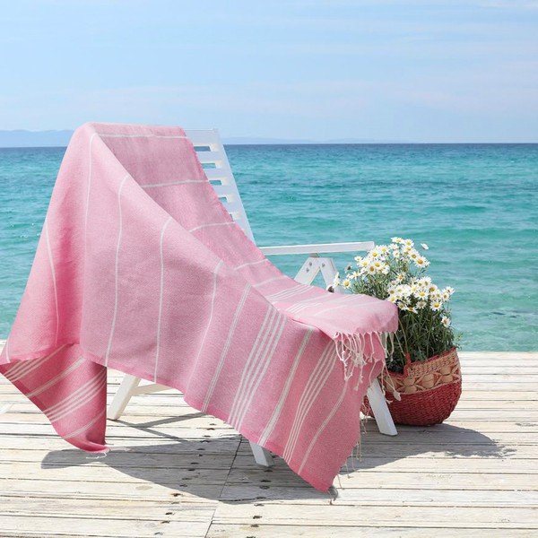 Prosop baie hammam Kate Louise Classic, 180 x 100 cm, roz-image-1