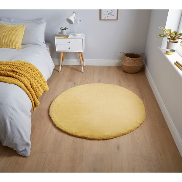 Covor rotund Think Rugs Teddy, ⌀ 120 cm, galben-image-1