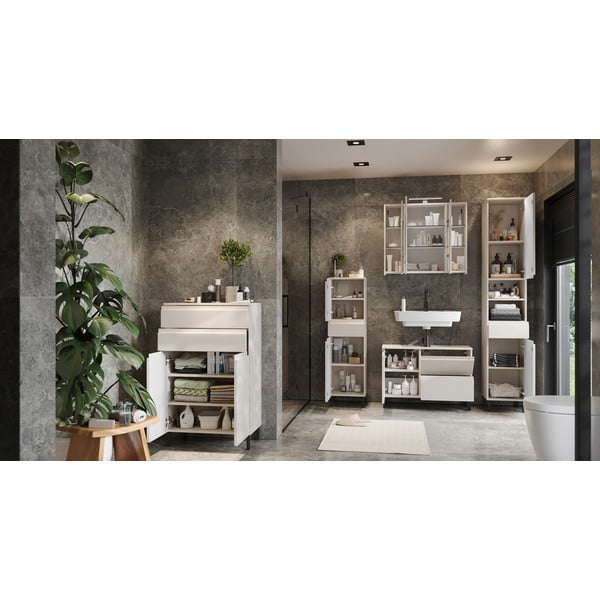 Dulap de baie crem înalt, îngust 34x190 cm Salinas – Germania-image-4