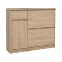 Pantofar în culoare naturală cu deschidere înclinată cu aspect de lemn de stejar 109x93x32 cm Naia – Tvilum