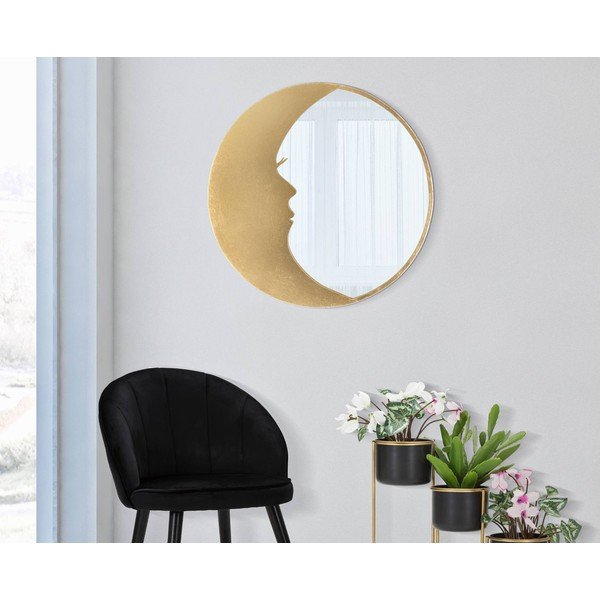 Oglindă de perete cu detalii aurii Mauro Ferretti Moon, ø 72,5 cm-image-2