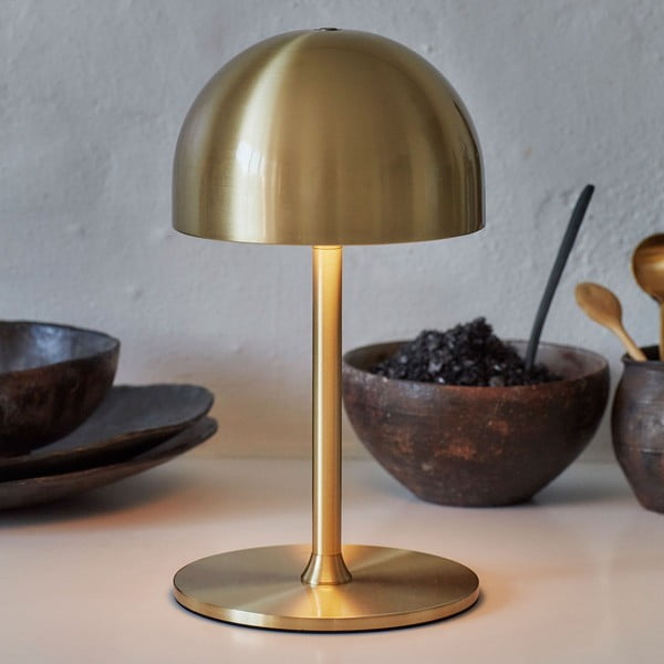 Veioză alămie LED cu control prin telecomandă cu abajur din metal (înălțime 22 cm) Tim – Sirius-image-1