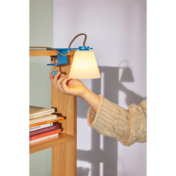 Veioză albastră cu abajur din sticlă (înălțime 23 cm) Lure – Hübsch-image-2