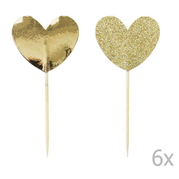 Set 12 decorațiuni pentru tort Miss Étoile Gold Heart