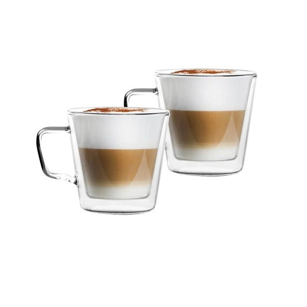 Căni 2 buc. pentru cappuccino/cu perete dublu din sticlă 350 ml – Vialli Design