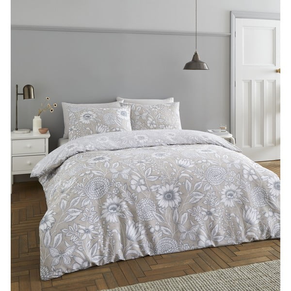 Lenjerie de pat gri 200x135 cm Tapestry Floral - Catherine Lansfield-image-1