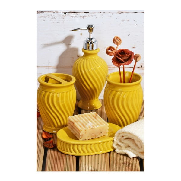Set accesorii din ceramică pentru baie Waves, galben
