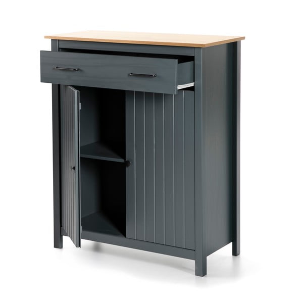 Comodă albastru-închis înaltă din lemn de pin 90x110 cm Miranda – Marckeric-image-3