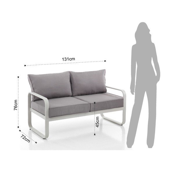 Canapea de grădină gri din aluminiu Ischia – Tomasucci-image-1