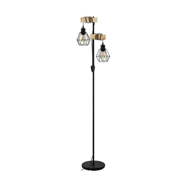 Lampadar negru/în culoare naturală (înălțime 166,5 cm) TOWNSHEND 5 – EGLO