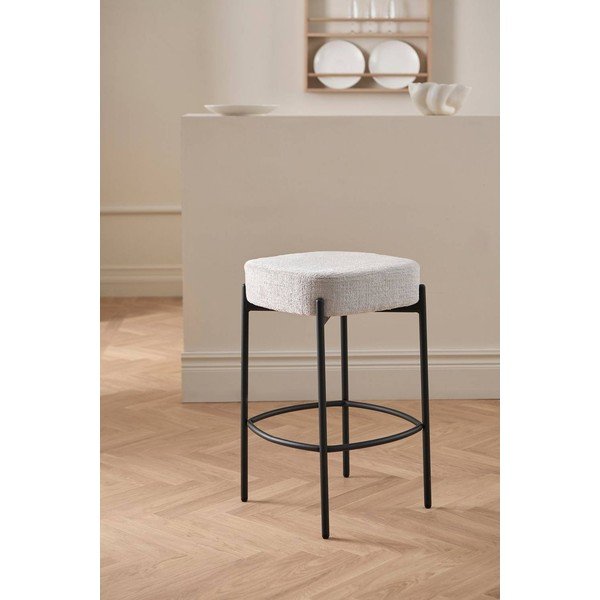 Scaun tip taburet crem tapițat Preppina – Ellos Home-image-1