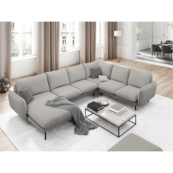 Canapea în formă de "U" cu extensie pe partea dreaptă Cosmopolitan Design Vienna, gri deschis-image-1