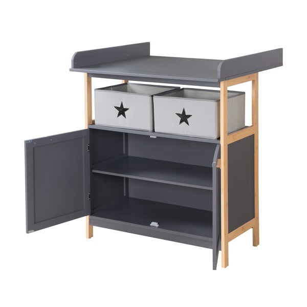 Comodă de copii gri antracit joasă cu masă de schimbat 87x75 cm Berlin – Roba-image-2