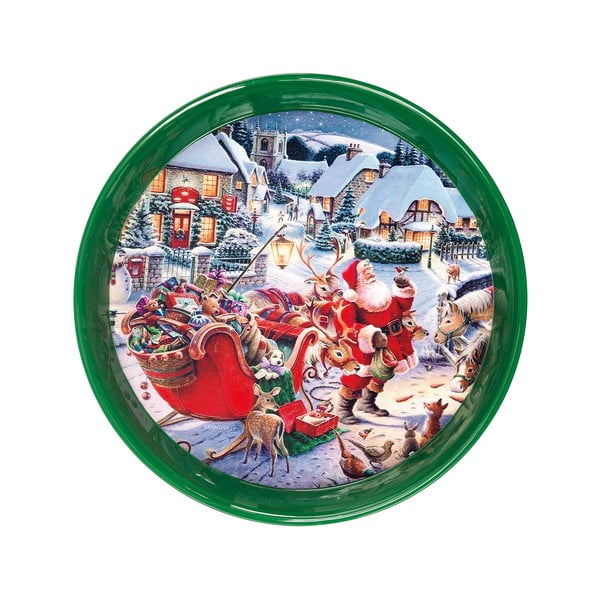 Tavă rotundă cu motive de Crăciun Brandani, ⌀ 38 cm, verde