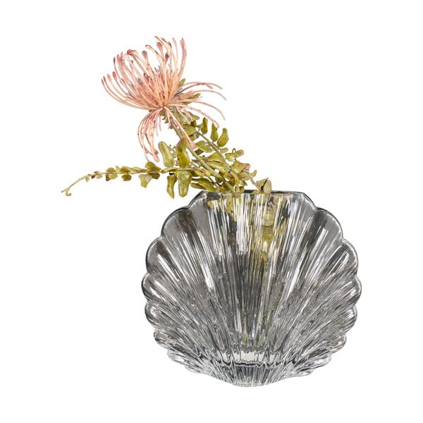 Vază gri deschis din sticlă lucrată manual – House Nordic-image-3