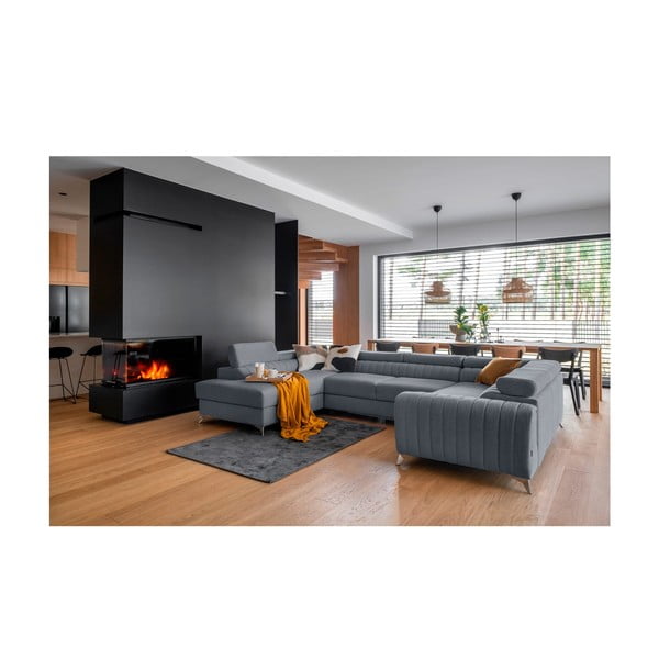 Colțar albastru extensibil/cu spațiu de depozitare (cu colț pe partea stângă/în formă de "U") Louis – ELTAP-image-1