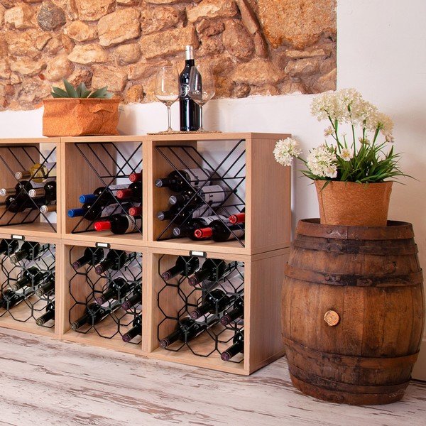 Raft pentru sticle de vin cu aspect de lemn de fag număr sticle 9 – Compactor-image-1