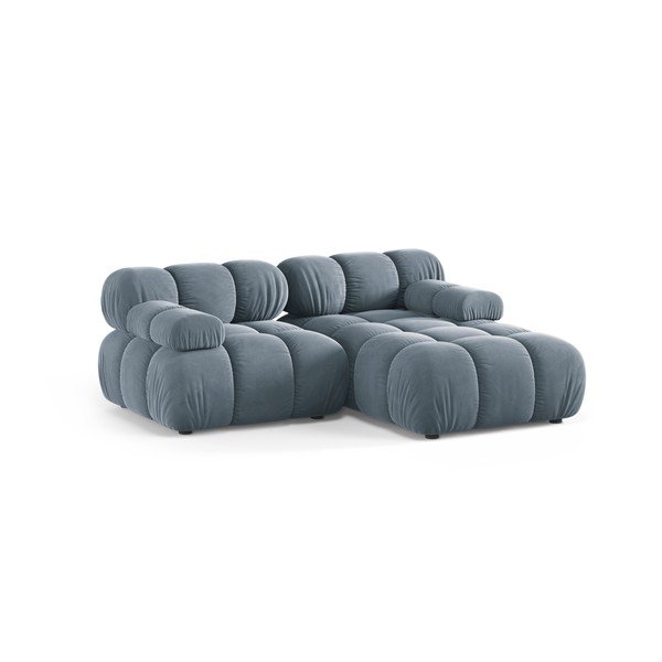 Colțar modular gri cu tapițerie din catifea (cu colț pe partea dreaptă/cu șezlong) – Micadoni -image-2