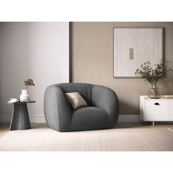 Fotoliu gri cu tapițerie din stofă bouclé Essen – Cosmopolitan Design-image-4