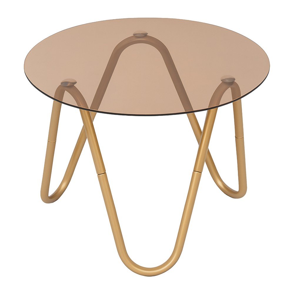 Măsuță auxiliară rotundă cu blat din sticlă ø 50 cm Ventana Round – Leitmotiv