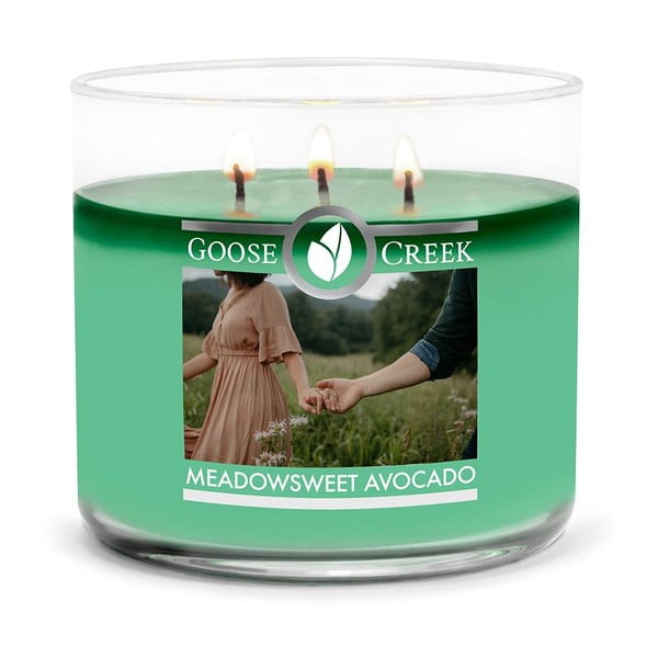 Lumânare parfumată în recipient de sticlă Goose Creek Meadowsweet Avocado, 35 ore de ardere